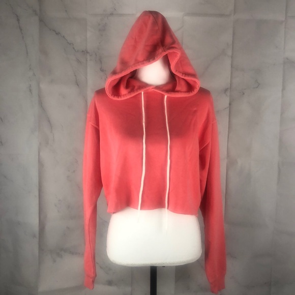 Super Soft Long Sleeve Cropped Coral Hoodie